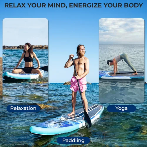 Vista 2 de SereneLife 10’6” Inflatable Stand Up Paddle Board with Premium SUP Accessories - 32” Wide Stable Design with Non-Slip EVA Deck Pad, for Youth and