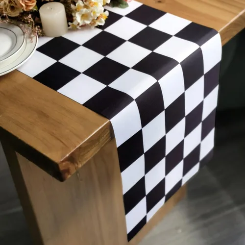 Vista 8 de Letjolt - Camino de mesa a cuadros blanco y negro de 12 x 72 pulgadas, para fiesta de carreras Corredor de poliéster para decoración de mesas