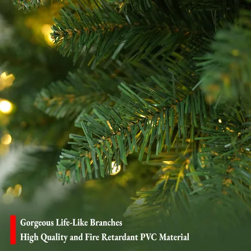 Vista 5 de Árbol de Navidad preiluminado con lápiz delgado de 6 pies con 10