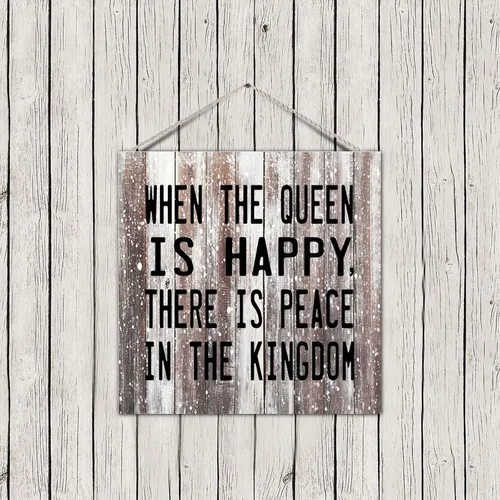 Vista 3 de Decorative Wood Pallet Sign Plaque Funny Saying When The Queen Is Happy There Is Peace in The Kingdom Rustic Wood Family Sign Craft Sign Country