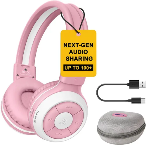 Vista 14 de SIMOLIO Auriculares inalámbricos para niñas, Bluetooth plegables para niños, con micrófono y volumen limitado, auriculares estéreo sobre la oreja