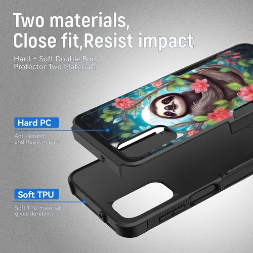 Vista 343 de Funda para Galaxy A14 5G, resistente de doble capa híbrida de policarbonato duro, goma suave, a prueba de golpes, funda protectora resistente
