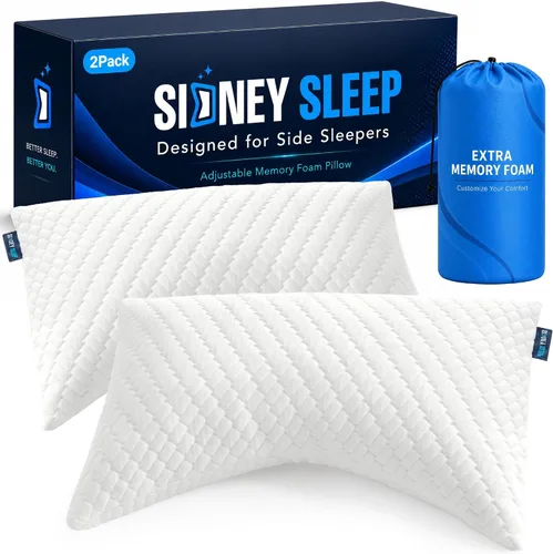 Vista 21 de Sidney Sleep Almohadas curvas ajustables para soporte de cuello y hombros con relleno extra triturado, almohada de contorno cervical para personas