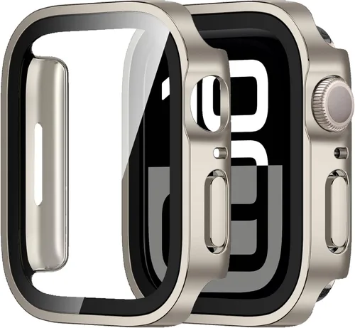 Vista 35 de Amizee Paquete de 2 fundas compatibles con Apple Watch de 1.575 pulgadas Series 6/5/4/SE con protector de pantalla integrado, carcasa rígida