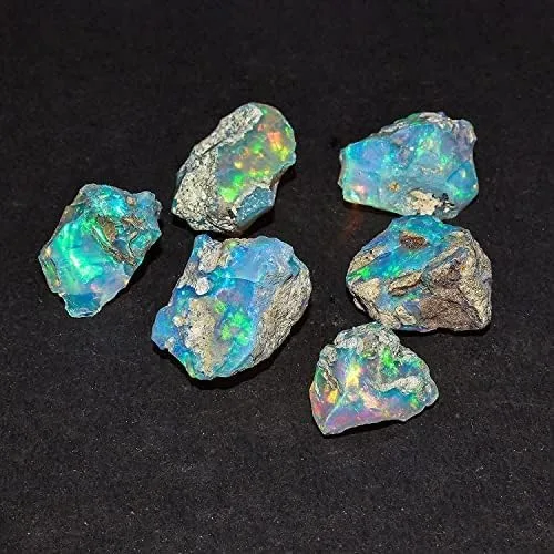 Vista 2 de VEERUKDI 50.00 quilates A1100% natural ópalo de fuego etíope crudo, cristal curativo de chakras, cristales ásperos y piedras preciosas, 8 a 12