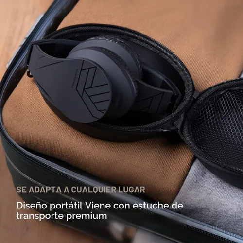 Vista 7 de PowerLocus - Audífonos Bluetooth sobre las orejas, auriculares inalámbricos plegables estéreo con cable y sin cable con micrófono incorporado, Micro