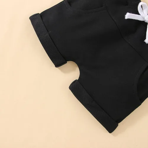 Vista 63 de Conjunto de ropa casual de manga corta con botones y pantalones cortos de lino para bebés y niños pequeños