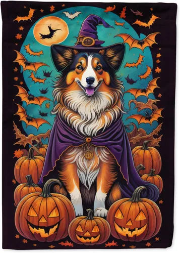 Vista 56 de Caroline's Treasures DAC1466GF - Bandera decorativa para jardín de Halloween de Affenpinscher Witchy para jardín, decoración para patio exterior