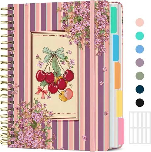 Vista 30 de Taja Cuadernos de espiral para trabajo de 5 materias con divisores K - Vórtice rosa