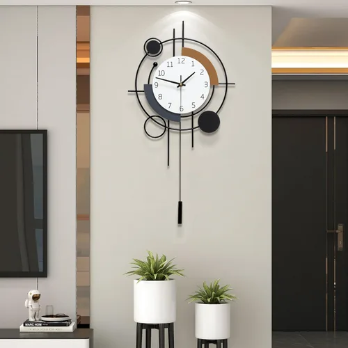 Vista 10 de Reloj de pared decorativo para sala de estar, relojes modernos grandes y silenciosos Pendulum Battery Operated for Bedroom Office Kitchen Home