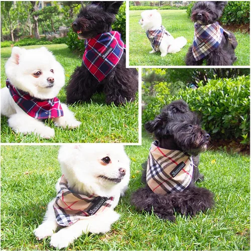 Vista 7 de Pañuelos a cuadros suaves y lavables para perros y gatos, bufandas ajustables con forma de triángulo y cómodas para perros, niñas y niños, cachorros