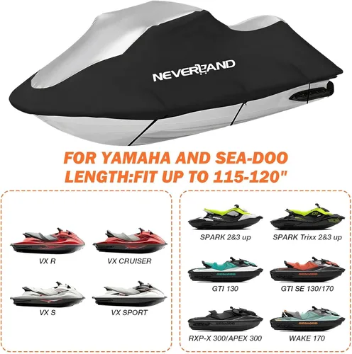 Vista 2 de Funda para moto acuática compatible con Yamaha Seadoo, funda para moto acuática remolcable de 2 3 plazas, resistente a los rayos UV, impermeable