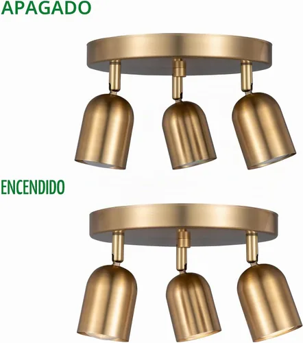 Vista 3 de Kit de iluminación de riel de 3 luces, acabado de latón mate con moderno foco de techo empotrado para cocina, dormitorio, sala de estar, mejoras