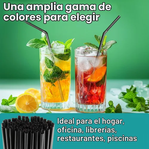 Vista 5 de 150 popotes desechables de plástico para beber, popotes flexibles, desechables, largos, coloridos, de plástico, a rayas, varios colores para uso
