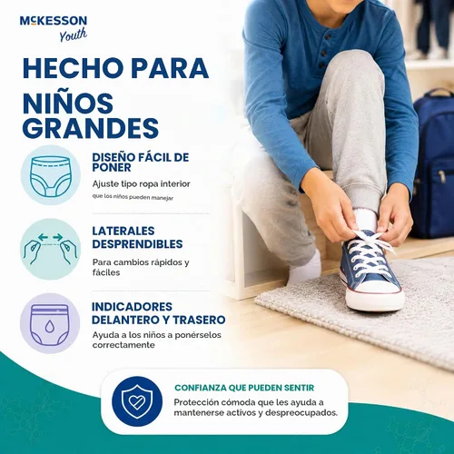 Vista 3 de McKesson Pantalones de entrenamiento juveniles, S/M 38, diseño infantil, 65 libras, 17