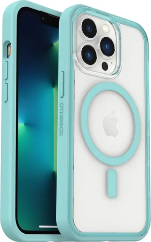Vista 8 de OtterBox Funda transparente con borde de agarre colorido para iPhone 13 Pro (solamente) - Cristal negro (transparente/negro)