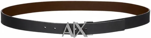 Vista 9 de Armani Exchange Cinturón de bisagra reversible con hebilla dorada para hombre Halcón Negro
