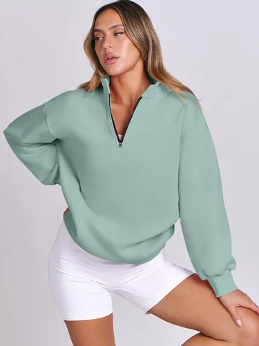 Vista 5 de ANRABESS Sudaderas de gran tamaño para mujer, sudaderas con capucha y media cremallera de 14, ropa de otoño 2024 Y2k
