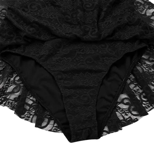 Vista 7 de JEATHA Leotardo de ballet de encaje floral para mujer, mangas para dedos, vestido de patinaje sobre hielo