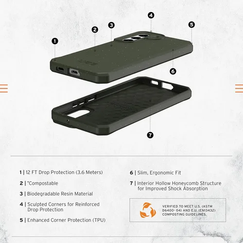 Vista 3 de URBAN ARMOR GEAR UAG - Funda protectora para Samsung Galaxy S22 Plus, color verde oliva, ultra delgada, pantalla de 6.6 pulgadas