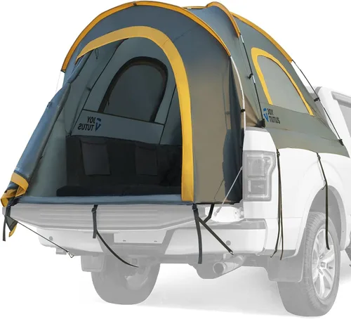 Vista 15 de JOYTUTUS Tienda de campaña para camioneta, tienda de campaña portátil con toldo para lluvia, tienda de campaña para camioneta para 5.0'-5.2