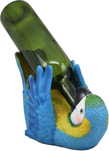 Vista 3 de Ebros Gift Tropical Rio Rainforest BlueScarlet Guacamayo Loro Portabotellas de vino Figura Caddy 10.25 pulgadas de largo Cocina Comedor Fiesta