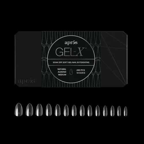 Vista 8 de Aprés Gel-X® Almendra Caja de Puntas de Uñas 280 Puntas Gel-X, Puntas Suaves, 14 Tamaños 00-9 Incluye mitades