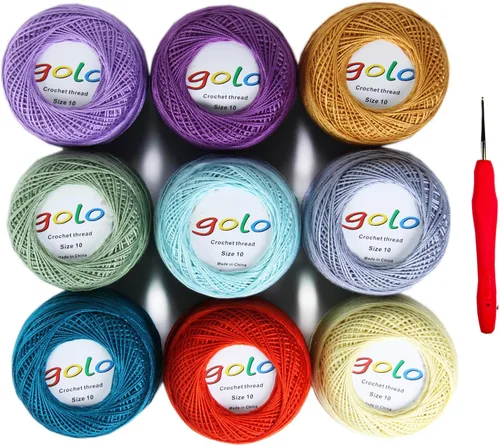 Vista 27 de Golo - 3 bolas de hilo de ganchillo tamaño 10, hilo de crochet para tejer a mano 102