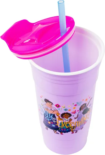 Vista 3 de Silver Buffalo Disney Encanto Family is Everything - Vaso de plástico de 32 onzas con tapa y popote