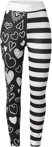 Vista 7 de Holzkary Leggings no transparentes para mujer diseño de corazón estampado de corazones
