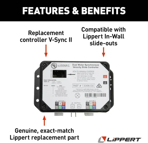 Vista 5 de Lippert - Controlador de repuesto V-Sync II para varios deslizamientos en la pared, versión 13398-DO para controladores 3398-C2, componente