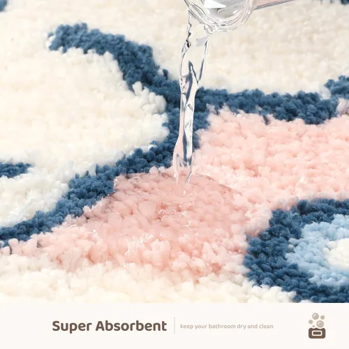 Vista 4 de Molesun Tapete de baño de conejo, extra suave y absorbente, lindo, lavable a máquina, tapete antideslizante de animales para bañera, ducha y baño