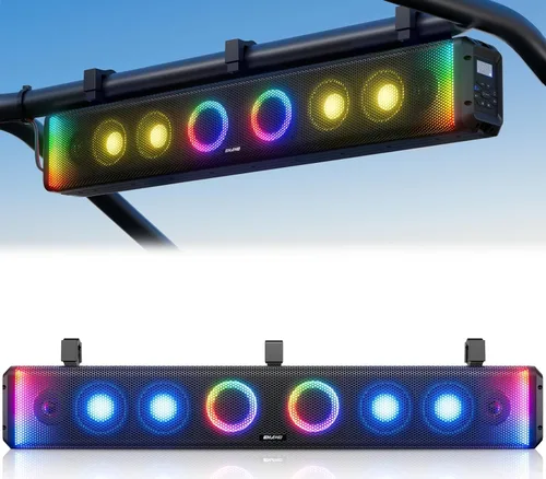 Vista 10 de Ehaho 17 Inch 4-Speaker UTV Sound Bar with Bluetooth, RGB, IP66 Waterproof