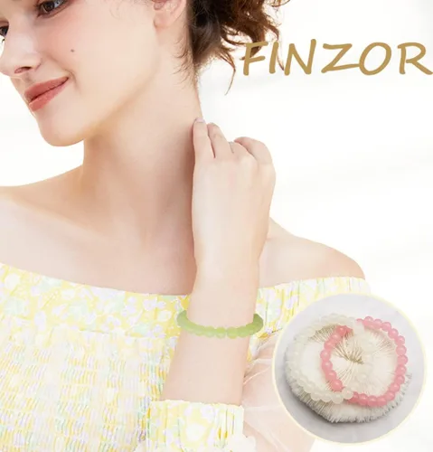 Vista 2 de FINZOR 24 pulseras elásticas de cuentas de 0.315 pulgadas hechas a mano para mujer, pulsera elástica de cuentas multicolor mate para mujer, pulsera