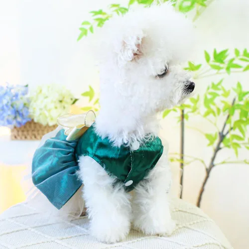 Vista 30 de ANIAC Daisy Vestidos para Perros Pequeños Hembra con Anillo para Correa, Nudo de Lazo Vestido de Boda para Cachorra, Traje de Gato de San Valentín