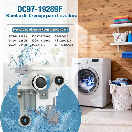 Vista 2 de CrestWave DC97-19289F, PX3516-01 Conjunto de bomba de drenaje de lavadora