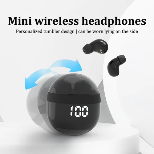 Vista 8 de SK18 Auriculares intrauditivos ultra pequeños inalámbricos invisibles más pequeños auriculares Bluetooth para dormir cómodos con micrófono y aptos