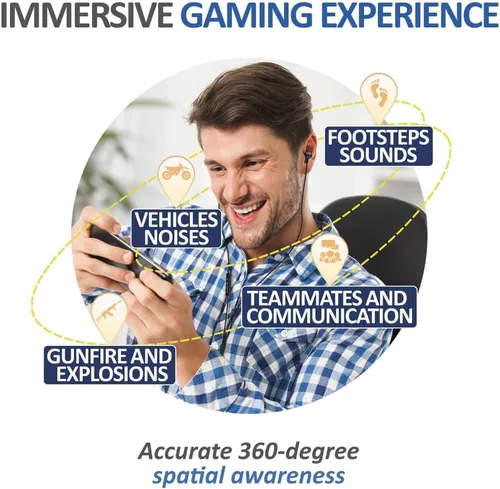 Vista 8 de LUDOS Clamor 2 PRO - Auriculares intrauditivos con cable, auriculares con micrófono, auriculares con aislamiento de ruido, espuma viscoelástica