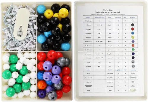 Vista 3 de YOPAY Kit de modelo molecular de 240 piezas, modelo de estructura molecular de química orgánica e inorgánica, 86 átomos y 153 eslabones y 1