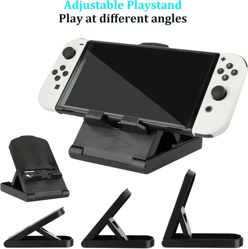 Vista 7 de Paquete de accesorios Switch para fiesta para Nintendo Switch modelo OLED 2021 kit con funda de transporte base de carga Joy Con y agarres