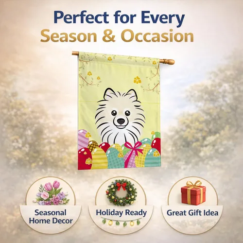 Vista 638 de Caroline's Treasures BB1923GF Bandera decorativa para jardín con diseño de Border Collie, para caza de huevos de Pascua, para jardín, jardín, patio