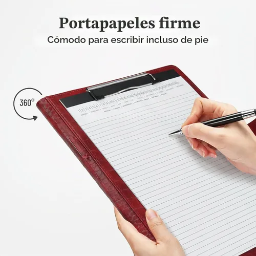 Vista 4 de Mymazn - Carpeta portapapeles para portapapeles de piel sintética con cubierta para bloc de notas tamaño carta A4 8.5 x 12 pulgadas para Rojo