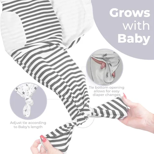 Vista 4 de Jam Naturals - Conjunto de 3 mantas y gorro de velcro ajustable con lazo orgánico, Gris