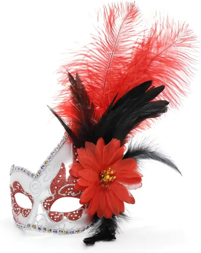 Vista 4 de Coddsmz Máscara de mascarada estilo veneciano con diamantes de imitación de cristal, vestido de princesa