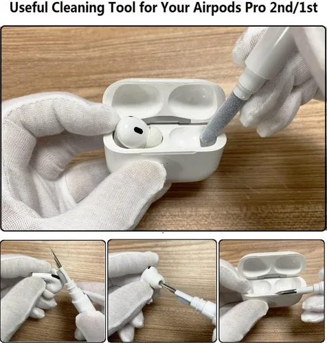 Vista 7 de Olytop Funda de bloqueo para Airpods Pro 2 Gen/Pro con kit de limpieza y puntas de repuesto (S/M/L), funda protectora resistente para iPod Pro