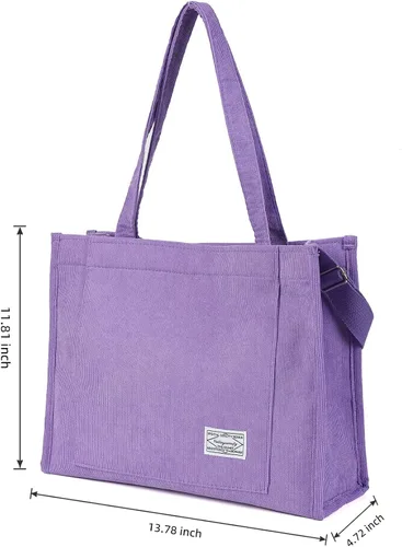 Vista 2 de Valleycomfy Bolsos de mano de pana casuales vintage para mujer, bolso cruzado para mujer, bolso de hombro de viaje, bolso ecológico