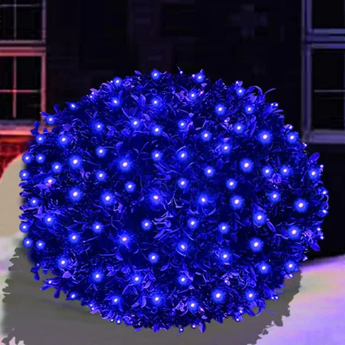 Vista 13 de HISHINY Red de luces LED de Navidad para exteriores, 5 x 5 pies, 100 luces LED de cable verde, conectables para interiores y exteriores, cadena