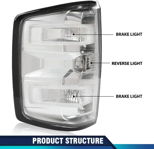 Vista 4 de PIT66 Luces traseras compatibles con Chevy Silverado 1500 2500 HD 2016-2019, compatibles con GMC Sierra 3500 HD 2016-2019, lámparas de freno