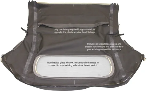 Vista 3 de Compatible con Porsche Boxster 986 1997-2002 Convertible Top con paño de lona de vidrio térmico (negro)