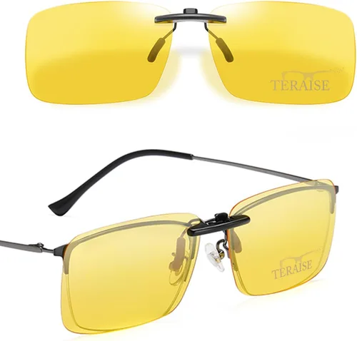 Vista 9 de TERAISE Night driving glasses, Clip on Sunglasses Over Prescription Glasses 2 piezas amarillo+amarillo